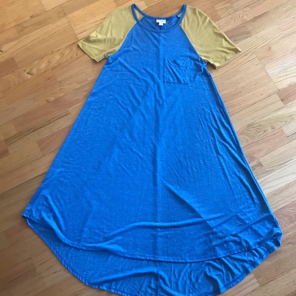Lula Roe Carly blue/gold Dress
